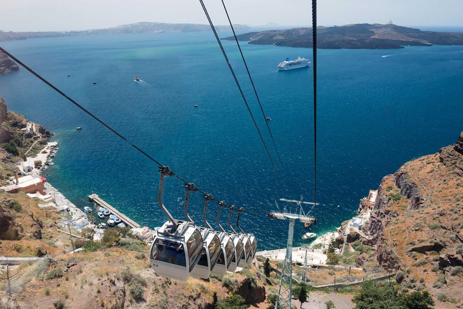 Le téléphérique de Fira : une vue spectaculaire sur Santorin — Santorin